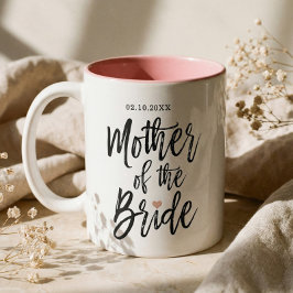 Modern Brush Script Rosa Hjärtan Brudens Mor Två-Tonad Mugg