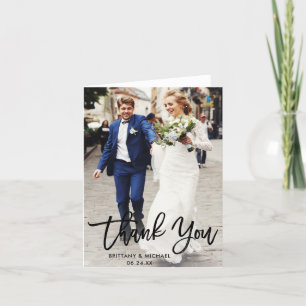 Modern Brush Script   Wedding Photo Note Tack Kort