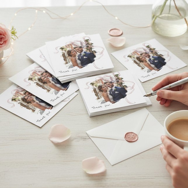 Modern Brush Stroke Floral Wedding Thank You Card Tack Kort (Skapare uppladdad)
