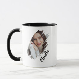 Modern Brush Stroke Photo & Name Personalized Mugg
