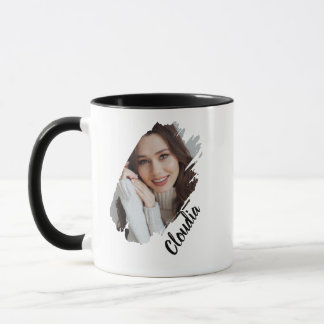 Modern Brush Stroke Photo & Name Personalized Mugg