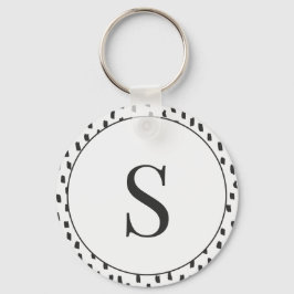 Modern Brush Strokes Black & White Monogram S Nyckelring