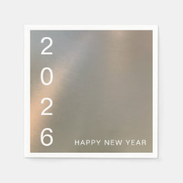 Modern Brushed Metal Custom Happy New Year Party Pappersservett