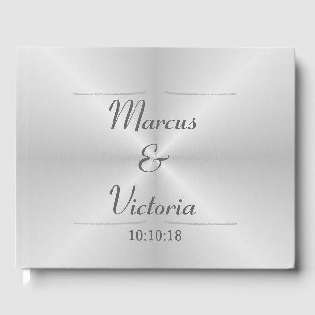 Modern Brushed Metall Bröllop Gästböcker (Framsida)