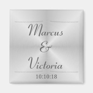 Modern Brushed Metall Bröllop Magnet