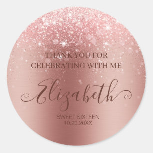Modern Brushed Metall Glitter Ro Guld Runt Klistermärke