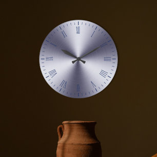 Modern Brushed Metall Roman Numeral Stor Klocka