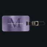 Modern Brushed Metallic Lavender Monogram Bagagebricka<br><div class="desc">Modern borsted Metallic Lavender Monogram Luggage Tag</div>