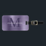 Modern Brushed Metallic Lavender Monogram Bagagebricka<br><div class="desc">Modern borsted Metallic Lavender Monogram Luggage Tag</div>