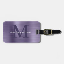 Modern Brushed Metallic Lavender Monogram