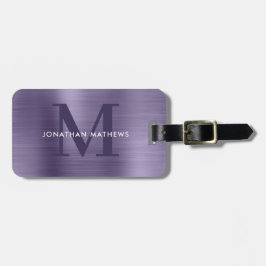 Modern Brushed Metallic Lavender Monogram Bagagebricka