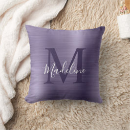 Modern Brushed Metallic Lila Monogram Kudde