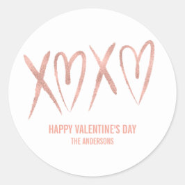 Modern Brushed Ro Guld Valentine Sticker Runt Klistermärke