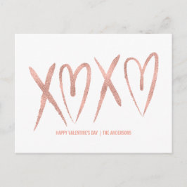Modern Brushed Ro Guld Valentine-vykort Helg Vykort