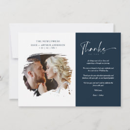 Modern Brushstoke Photo Newlyweds Couple Wedding Tack Kort