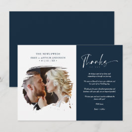 Modern Brushstoke Photo Newlyweds Couple Wedding Tack Kort