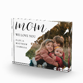 Modern Brushstroke Black Script We Love You Mom