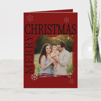Modern Brushstroke Family Photo Merry Christmas Helgkort