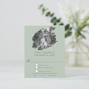 Modern Brushstroke Photo Bröllop Sage Grönt OSA Kort