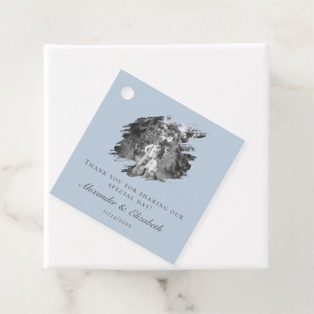 Modern Brushstroke Photo Wedding | Blue Gåvor Etiketter (På plats)