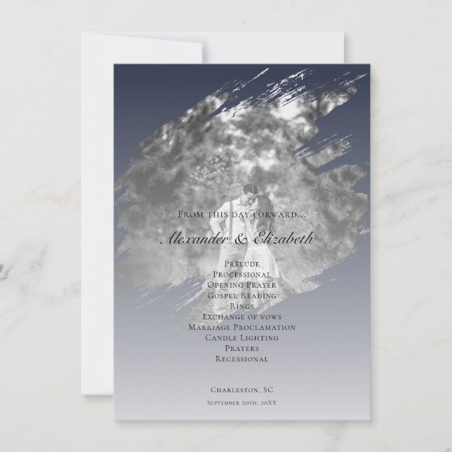 Modern Brushstroke Photo Wedding | Navy Blue (Framsida)