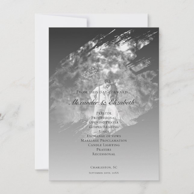 Modern Brushstroke Photo Wedding | Soft Black (Framsida)