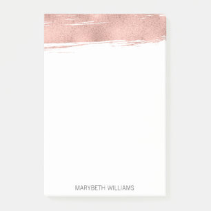 Modern Brushstroke Post-it Notes i Ro Guld Block