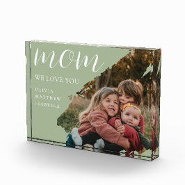 Modern Brushstroke Sage Green We Love You Mom