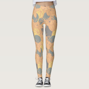 Modern bud & blomma, fetstil och fritid Mönster Leggings