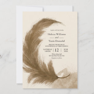 Modern budget Boho Terracotta Pampas Grass Inbjudningar