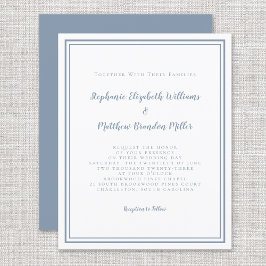 Modern budget - enkel Dusty Blue Wedding-inbjudan
