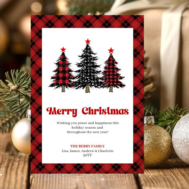 Modern Buffalo Check Christmas Greeting Card Julkort (Modern Buffalo Check Christmas Greeting Card)