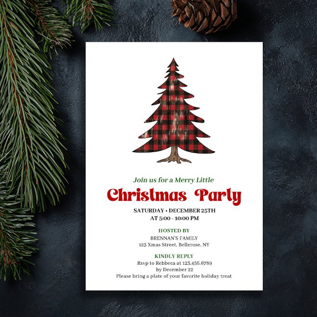 Modern Buffalo Christmas Party Digital Invitation Inbjudningar (Modern Buffalo Christmas Party Digital Invitation)
