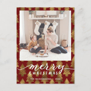 Modern Buffalo Play Elegant Script MERRY Simple H Vykort