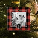 Modern Buffalo Red Play | Familjefoto | Inledande Julgransprydnad Keramik<br><div class="desc">Modern Buffalo Red Play | Familjefoto | Inledande</div>