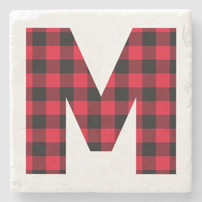 Modern Buffalo Rutigt M Monogram Stenunderlägg (Framsidan)