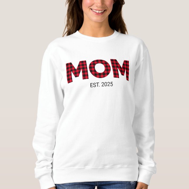 Modern Buffalorutig Mamma Etableringsdatum T Shirt (Framsida)