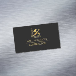 Modern Building Construction Golden & Black Magnetiska Visitkort