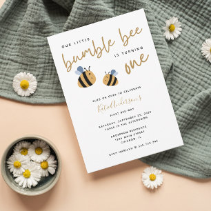 Modern Bumblebee-kallelse i Cute Bumblebee första Inbjudningar