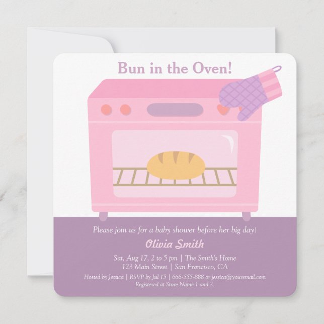 Modern bun i Oven Baby Shower-inbjudningar Inbjudningar (Framsida)