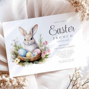 Modern Bunny Egg Hunt och Påsk Brunch Inbjudningar