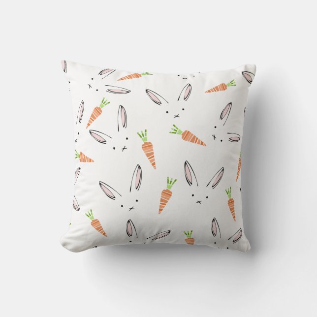 Modern Bunny och Carrots Kudde (Framsida)