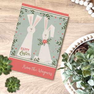 Modern Bunny Pastel Blommigt Glad påsk Anpassnings Kort