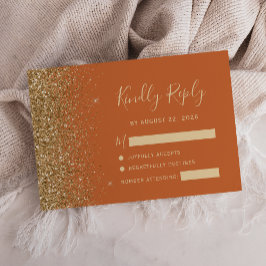 Modern Burden Orange Guld Faux Glitter Kant OSA Kort