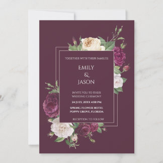 Modern Burgudy och White Peonies Inbjudningar