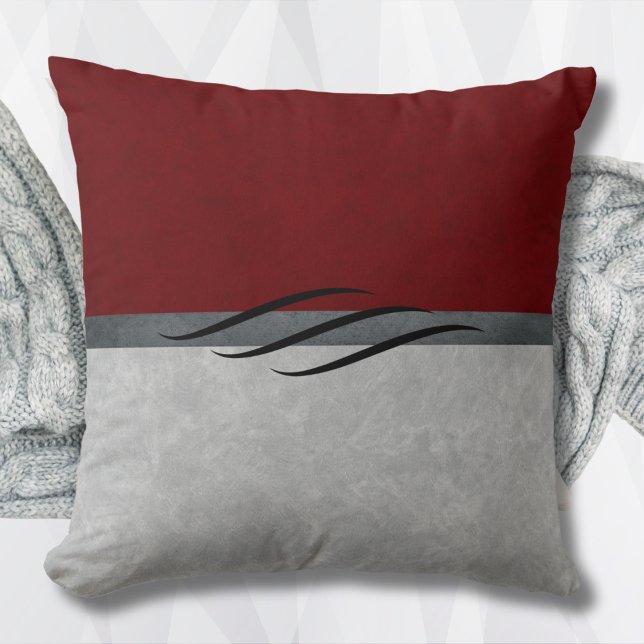 Modern Burgunder Abstrak Kudde (Modern Burgundy Abstract Accent Pillow)