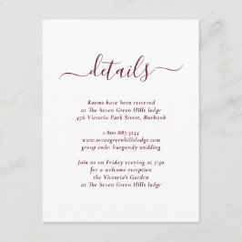 Modern Burgunder Bröllop Tilläggskort