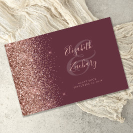 Modern Burgunder Rosa Guld Glitter Skrift Gästböcker