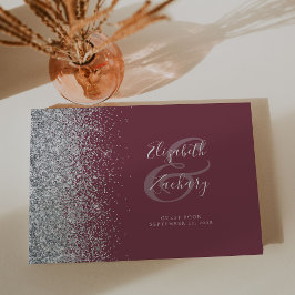 Modern Burgunder Silver Glitter Skrift Gästböcker