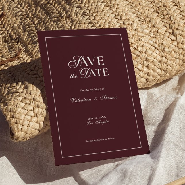 Modern burgunderbröllop Save the Date Inbjudningar (Skapare uppladdad)